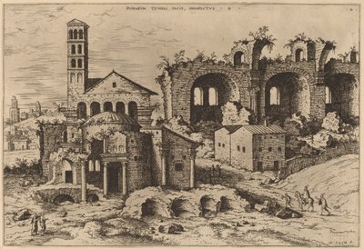 Augustus och Faustinas tempel, Divus Romulus tempel och Konstantins basilika av Hieronymus Cock