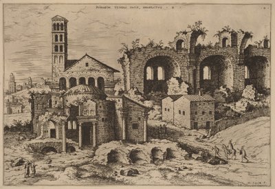 Augustus och Faustinas tempel, Divus Romulus tempel och Konstantins basilika av Hieronymus Cock