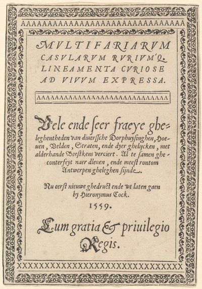Titelsidan till ”Multifariarum Casularum” av Hieronymus Cock