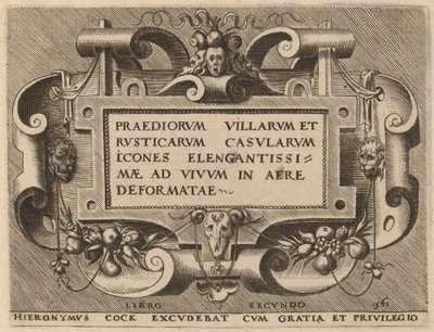 Titelsida för "Villagårdar" av Hieronymus Cock