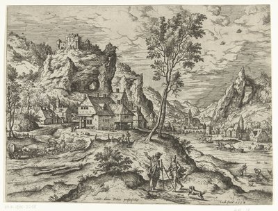Tobias och ängeln Landskap med bibliska och mytologiska scener (serietitel) av Hieronymus Cock
