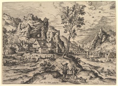 Tobit från Landscapes with Biblical and Mythological Scenes, 1558. av Hieronymus Cock
