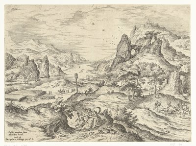 Venus sörjer Adonis död Landskap med bibliska och mytologiska scener (serietitel) av Hieronymus Cock