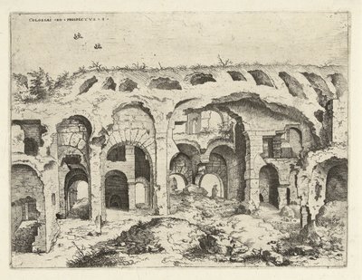 Fjärde vy över Colosseum i Rom av Hieronymus Cock