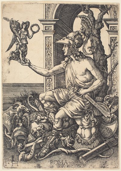 Personifiering av Rom av Hieronymus Hopfer after Giovanni Battista Palumba
