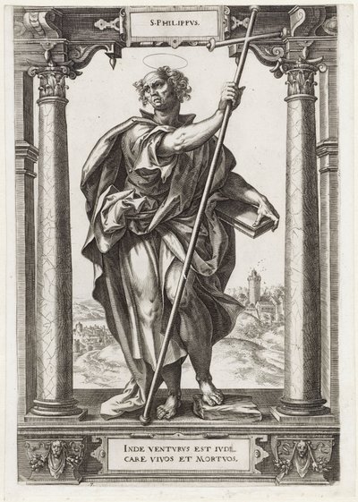 Sankt Filip S. Philippvs (titel på objekt) Kristus och de tolv apostlarna och St. Paulus (serietitel) av Hieronymus Wierix