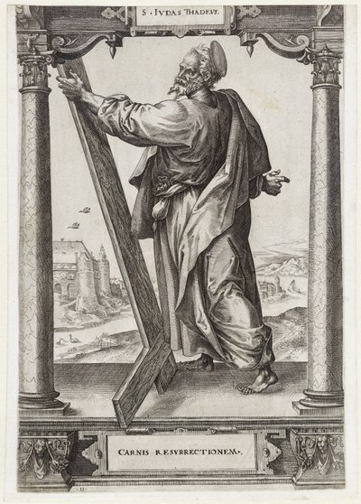 H. Judas Taddeus S. Ivdas Thadevs (titel på objekt) Kristus och de tolv apostlarna och St. Paulus (serietitel) av Hieronymus Wierix
