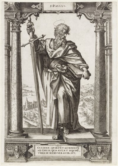 Sankt Paulus av Tarsus S. Pavlvs (titel på objekt) Kristus och de tolv apostlarna och St. Paulus (serietitel) av Hieronymus Wierix