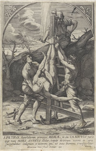 Korsfästelsen av Peter av Hieronymus Wierix