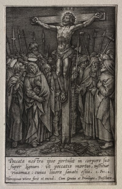 Passionen: Korsfästelsen. av Hieronymus or Jerome Wierix