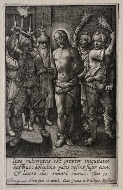 Passionen: Flagglingen. av Hieronymus or Jerome Wierix