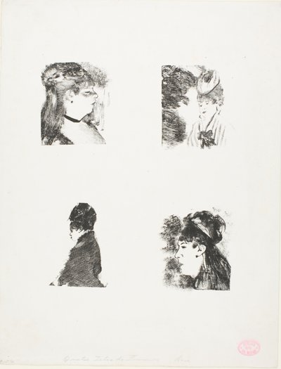 Fyra kvinnohuvuden av Hilaire Germain Edgar Degas