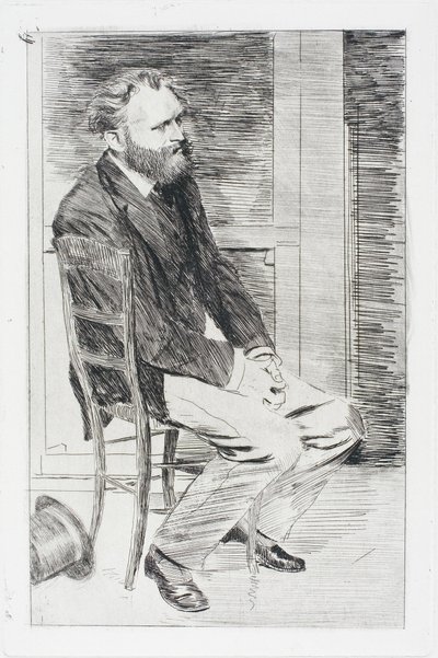 Manet sittande, vänd åt höger av Hilaire Germain Edgar Degas
