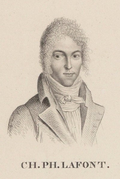 Porträtt av violinisten och kompositören Charles Philippe Lafont 1781-1839. av Hilaire Ledru