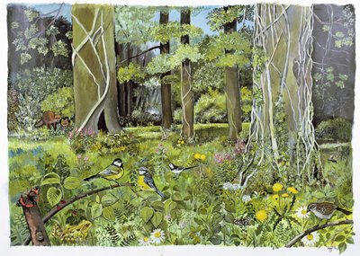 Behind the Squires, Devon (akryl på papper) av Hilary Jones