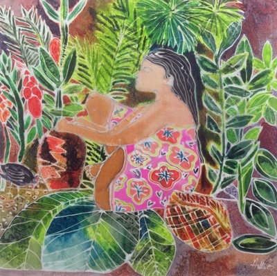Potter in the Tropics (färgat bläck på siden) av Hilary Simon