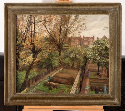 Wartime Garden, Finchley Road, Hampstead (olja på duk) av Hilda Carline