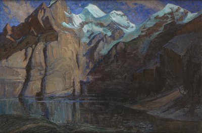 Nocturne des Alpes (olja på duk) av Hilda Marion Hechle