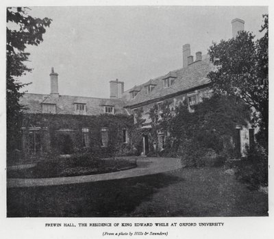 Frewin Hall, residens för kung Edward VII medan han studerade vid Oxford University (s/v foto) av Hills and Saunders
