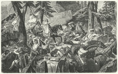 Karl den Store korsar Alperna, 773 (gravyr) av Hippolyte Delaroche