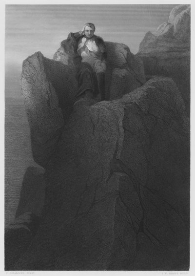 Klippan vid St Helena, från bilden i Kungliga Samlingen (gravyr) av Hippolyte Delaroche