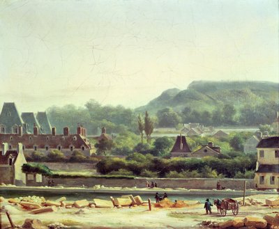 Hopital Saint-Louis och Buttes-Chaumont 1830 av Hippolyte Adam