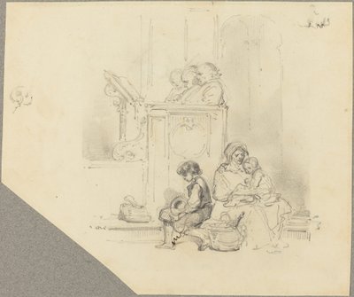 Figurer vid en gudstjänst av Hippolyte Bellange