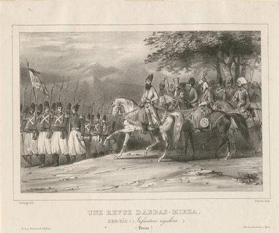Prins, fältmarskalk Abbas Mirza 1789-1833 inspekterar infanteriregementet, 1835 av Hippolyte Bellange