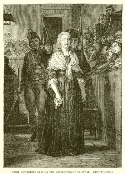 Marie Antoinette lämnar revolutionsdomstolen av Hippolyte Delaroche