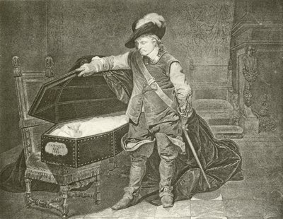 Oliver Cromwell tittar på kung Karl I:s lik (gravyr) av Hippolyte Delaroche