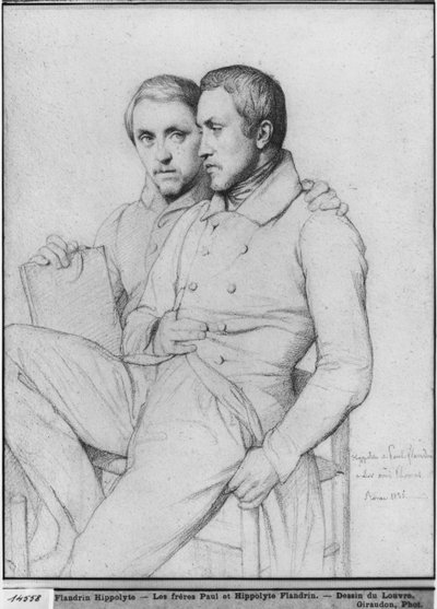 Dubbelporträtt av Hippolyte och Paul Flandrin, 1835 (svart bly på papper) av Hippolyte Flandrin