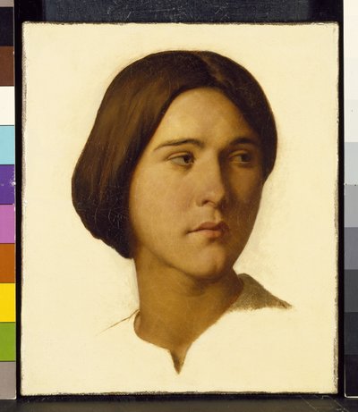 Chef för en ung kvinna som ser till vänster, 1800-talet av Hippolyte Flandrin