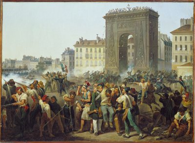 Strider vid stadsporten i St Denis 28 juli ... av Hippolyte Lecomte