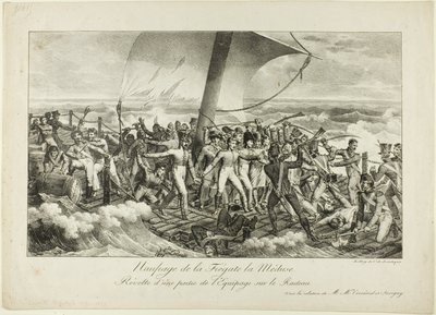 Skeppsbrott av fregatten Medusa. Revolt av några av besättningen på flotten av Hippolyte Lecomte