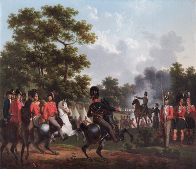 "Hertigen av Wellington besöker utposterna i Soignes", 1815 av Hippolyte Lecomte