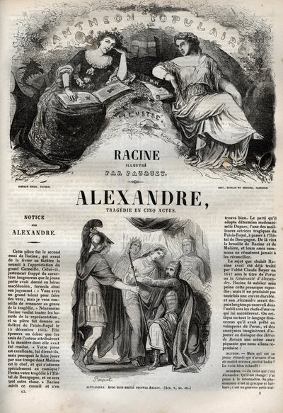 Alexander den store tragedi i fem akter - gravyr i "" Verk av Jean Racine"" illustrerad av Pauquet och notis av Emile de La Bedolliere - 1851 av Hippolyte Louis Pauquet