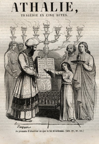 Athalie-tragedi av Jean Racine i fem akter - gravering i "" Oeuvres de Jean Racine"" illustrerad av Pauquet och notis av Emile de La Bedolliere - 1851 av Hippolyte Louis Pauquet