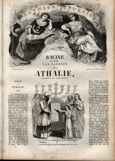 Athalie-tragedi av Jean Racine i fem akter - gravering i "" Oeuvres de Jean Racine"" illustrerad av Pauquet och notis av Emile de La Bedolliere - 1851 av Hippolyte Louis Pauquet