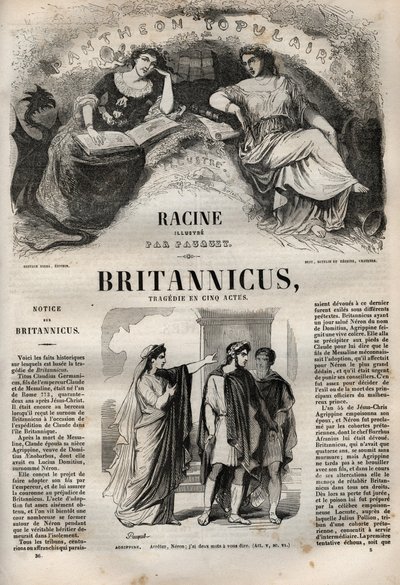 Britannicus tragedi i fem akter - gravering i "" verk av Jean Racine"" illustrerad av Pauquet och notis av Emile de La Bedolliere - 1851 av Hippolyte Louis Pauquet