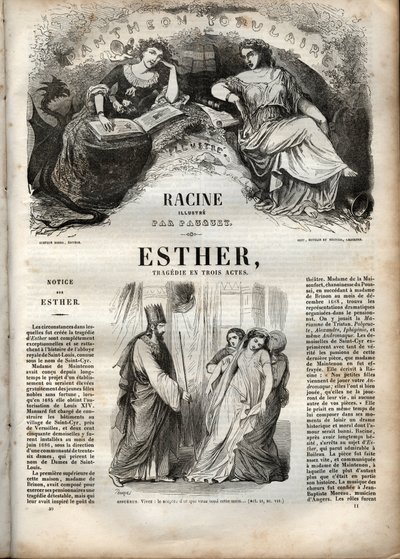 Illustration för "Esther" av Jean Racine - gravyr i "" Works of Jean Racine"" illustrerad av Pauquet och notis av Emile de La Bedolliere - 1851 av Hippolyte Louis Pauquet