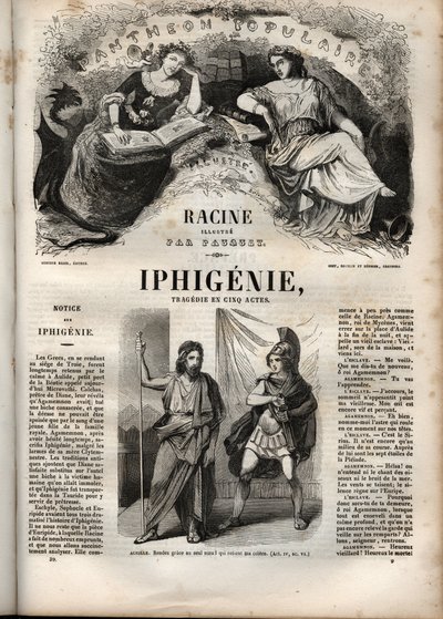 Iphigenie tragedi av Jean Racine - gravyr i "" Oeuvres de Jean Racine"" illustrerad av Pauquet och notis av Emile de La Bedolliere - 1851 av Hippolyte Louis Pauquet