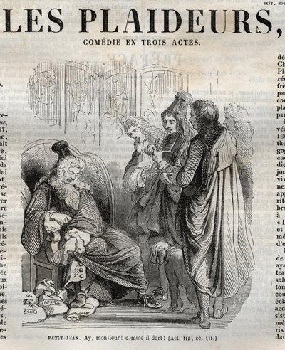Les Plaideurs (1668) komedi i tre akter - graverad i "" verk av Jean Racine"" illustrerad av Pauquet och notis av Emile de La Bedolliere - 1851 av Hippolyte Louis Pauquet