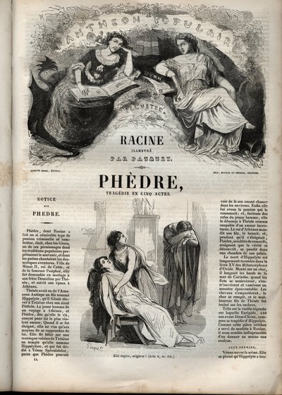 Phedre, av Jean Racine (1639-1699 - gravyr i "" verk av Jean Racine"" illustrerad av Pauquet och notis av Emile de La Bedolliere - 1851 av Hippolyte Louis Pauquet