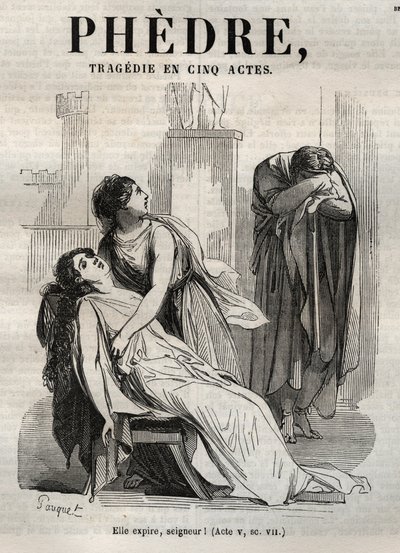Phedre, av Jean Racine (1639-1699 - gravyr i "" verk av Jean Racine"" illustrerad av Pauquet och notis av Emile de La Bedolliere - 1851 av Hippolyte Louis Pauquet