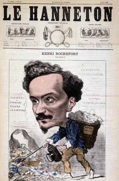 Tecknad av Henri Rochefort (1831-1913), fransk journalist, författare och politiker. I Le Hanneton den 4 juni av Hippolyte Mailly