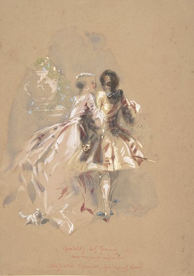 Ungt par sett bakifrån, mitten av 1800-talet. av Hippolyte Omer Ballue