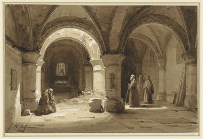 Klostervalv med munkar av Hippolyte Victor Valentin Sebron