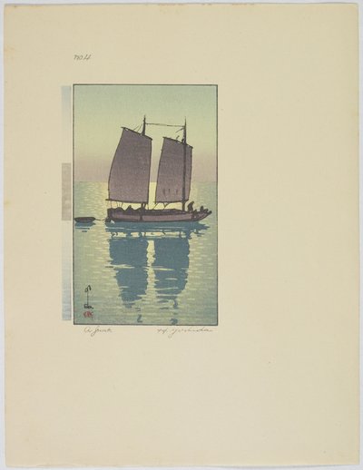 A Junk, Platta nr 4, sent 1800-mitten av 1900-talet av Hiroshi Yoshida