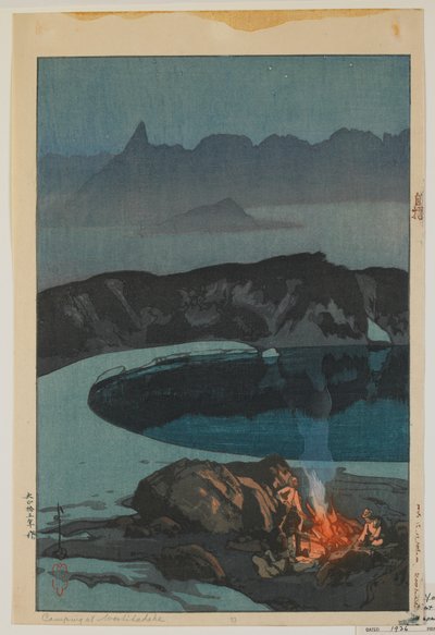 Camping på Washiha, från serien, Tolv scener i de japanska alperna, Taisho-eran av Hiroshi Yoshida