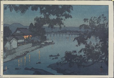 Kväll på Chikugofloden i Hita av Hiroshi Yoshida